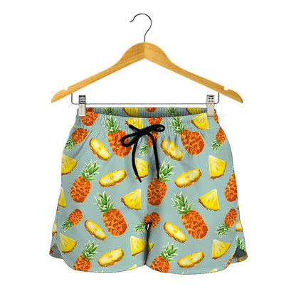 Watercolor Pineapple Pattern Print Women's Shorts