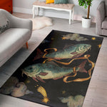 Watercolor Pisces Zodiac Sign Print Area Rug