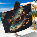 Watercolor Pisces Zodiac Sign Print Beach Sarong Wrap