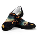 Watercolor Pisces Zodiac Sign Print Black Slip On Sneakers