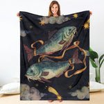 Watercolor Pisces Zodiac Sign Print Blanket