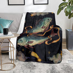 Watercolor Pisces Zodiac Sign Print Blanket