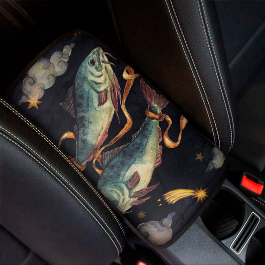 Watercolor Pisces Zodiac Sign Print Car Center Console Cover