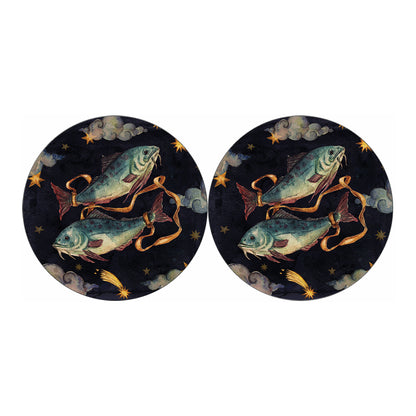 Watercolor Pisces Zodiac Sign Print Car Coasters