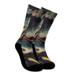 Watercolor Pisces Zodiac Sign Print Crew Socks