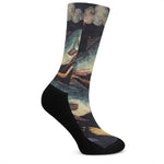 Watercolor Pisces Zodiac Sign Print Crew Socks