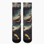Watercolor Pisces Zodiac Sign Print Crew Socks