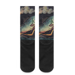 Watercolor Pisces Zodiac Sign Print Crew Socks