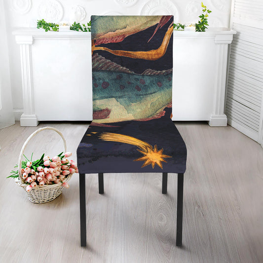 Watercolor Pisces Zodiac Sign Print Dining Chair Slipcover