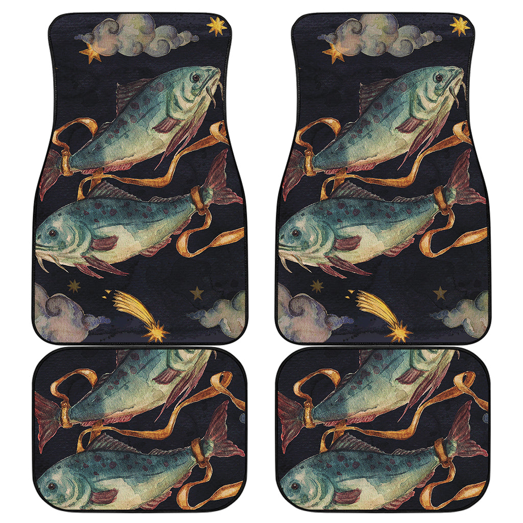 Watercolor Pisces Zodiac Sign Print Front and Back Car Floor Mats