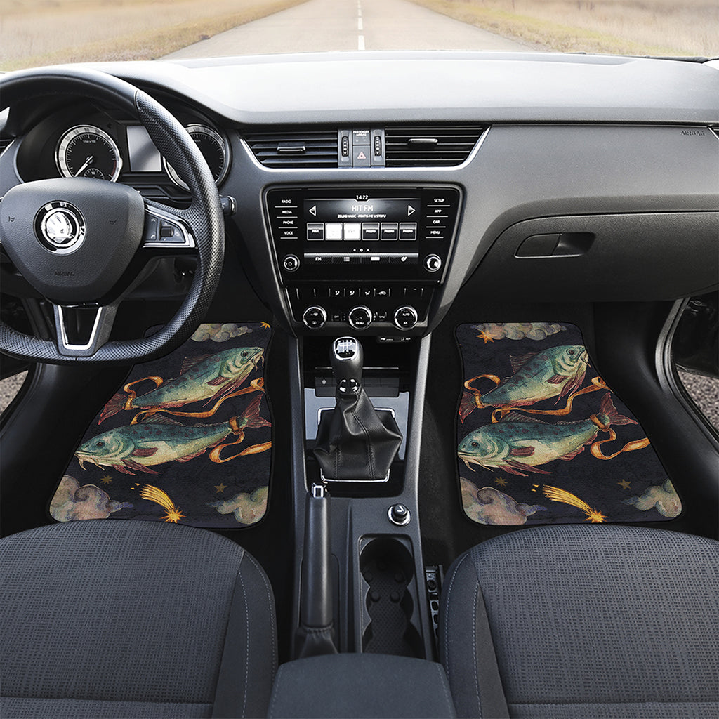 Watercolor Pisces Zodiac Sign Print Front and Back Car Floor Mats