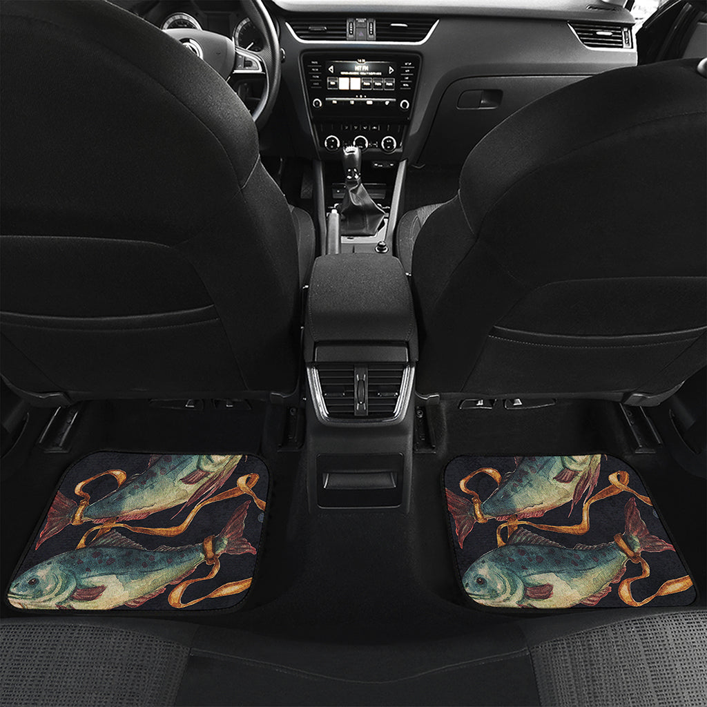 Watercolor Pisces Zodiac Sign Print Front and Back Car Floor Mats