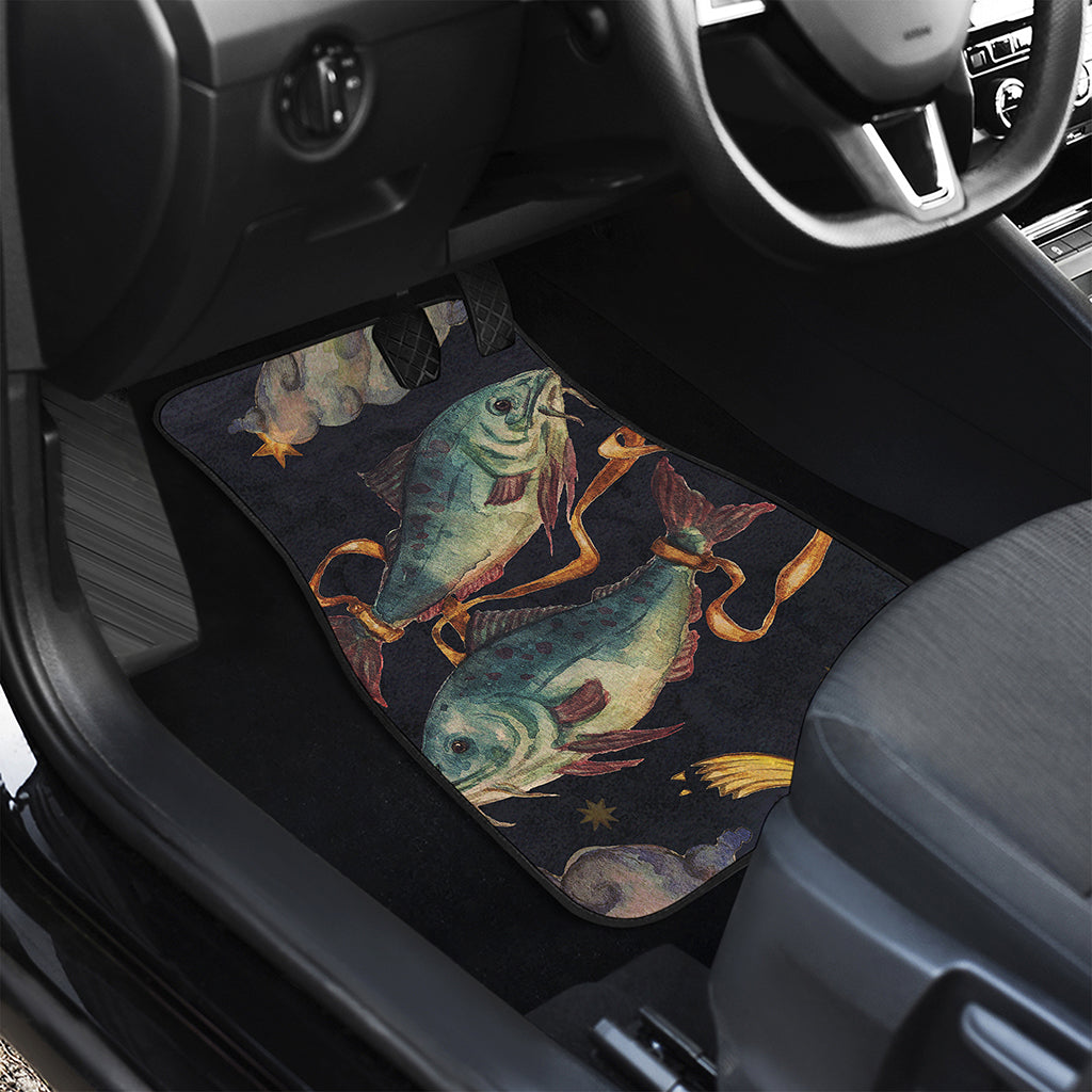 Watercolor Pisces Zodiac Sign Print Front and Back Car Floor Mats
