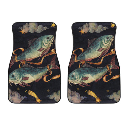 Watercolor Pisces Zodiac Sign Print Front Car Floor Mats