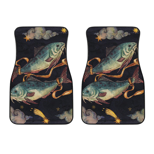 Watercolor Pisces Zodiac Sign Print Front Car Floor Mats
