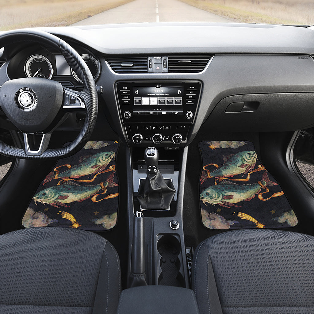 Watercolor Pisces Zodiac Sign Print Front Car Floor Mats