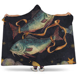 Watercolor Pisces Zodiac Sign Print Hooded Blanket