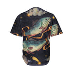 Watercolor Pisces Zodiac Sign Print Men's Baseball Jersey