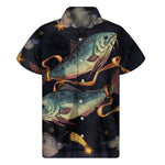 Watercolor Pisces Zodiac Sign Print Men's Short Sleeve Shirt