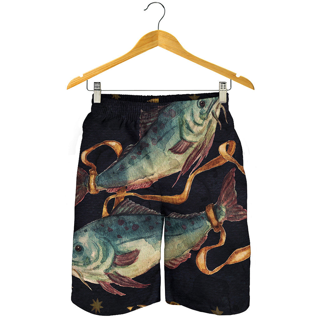 Watercolor Pisces Zodiac Sign Print Men's Shorts
