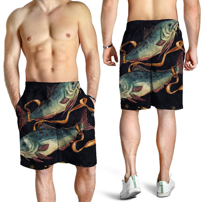 Watercolor Pisces Zodiac Sign Print Men's Shorts