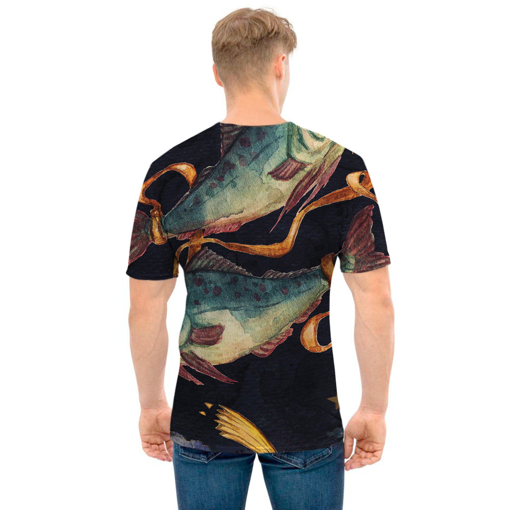 Watercolor Pisces Zodiac Sign Print Men's T-Shirt