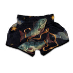 Watercolor Pisces Zodiac Sign Print Muay Thai Boxing Shorts