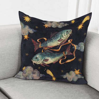 Watercolor Pisces Zodiac Sign Print Pillow Cover