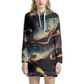 Watercolor Pisces Zodiac Sign Print Pullover Hoodie Dress
