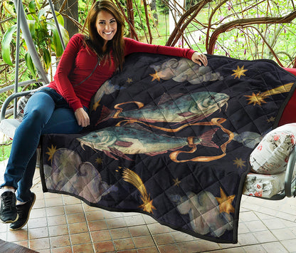 Watercolor Pisces Zodiac Sign Print Quilt