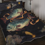 Watercolor Pisces Zodiac Sign Print Quilt Bed Set