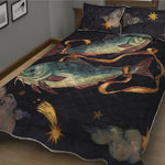 Watercolor Pisces Zodiac Sign Print Quilt Bed Set