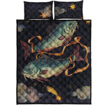 Watercolor Pisces Zodiac Sign Print Quilt Bed Set