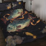 Watercolor Pisces Zodiac Sign Print Quilt Bed Set