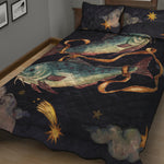 Watercolor Pisces Zodiac Sign Print Quilt Bed Set