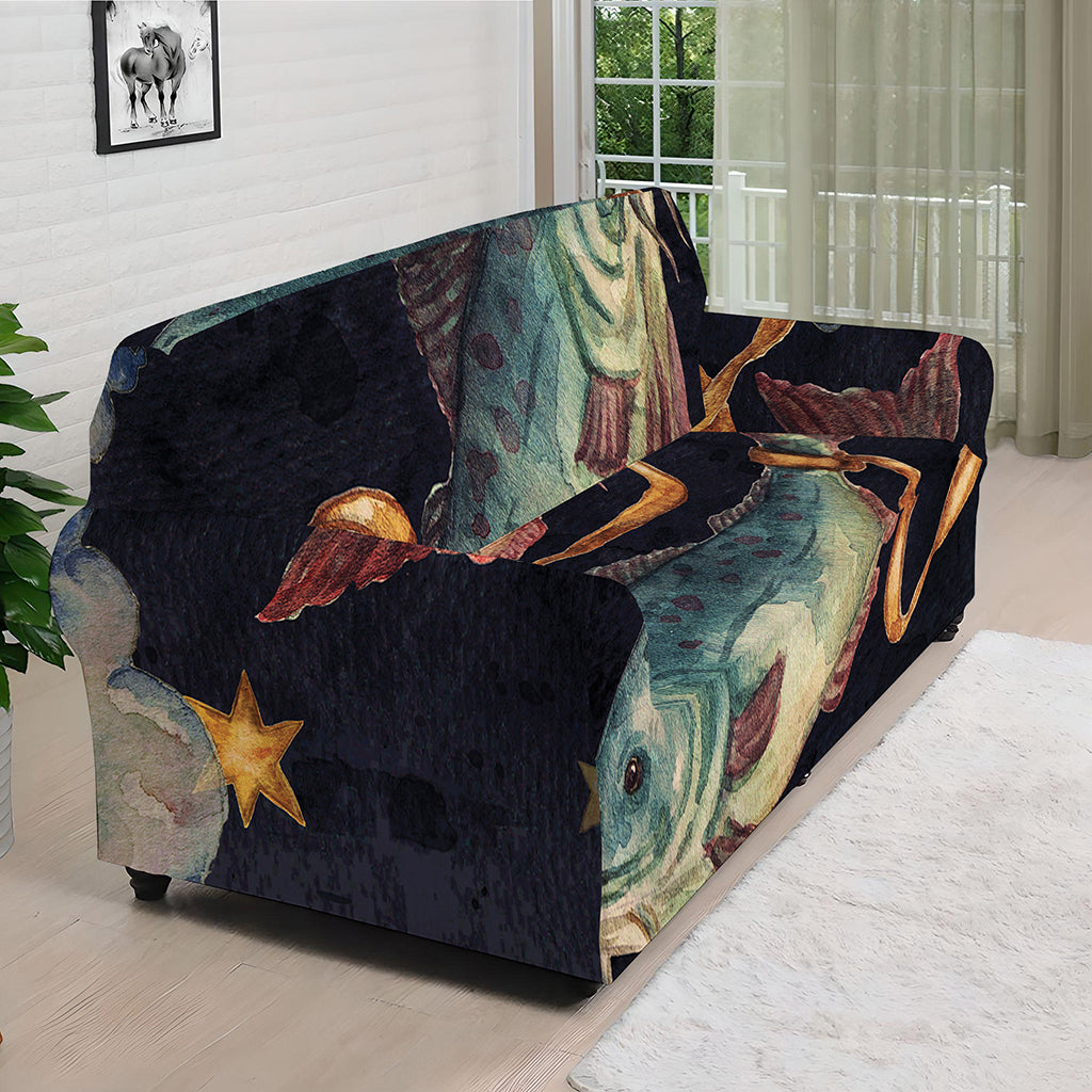Watercolor Pisces Zodiac Sign Print Sofa Cover