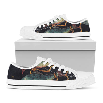 Watercolor Pisces Zodiac Sign Print White Low Top Shoes