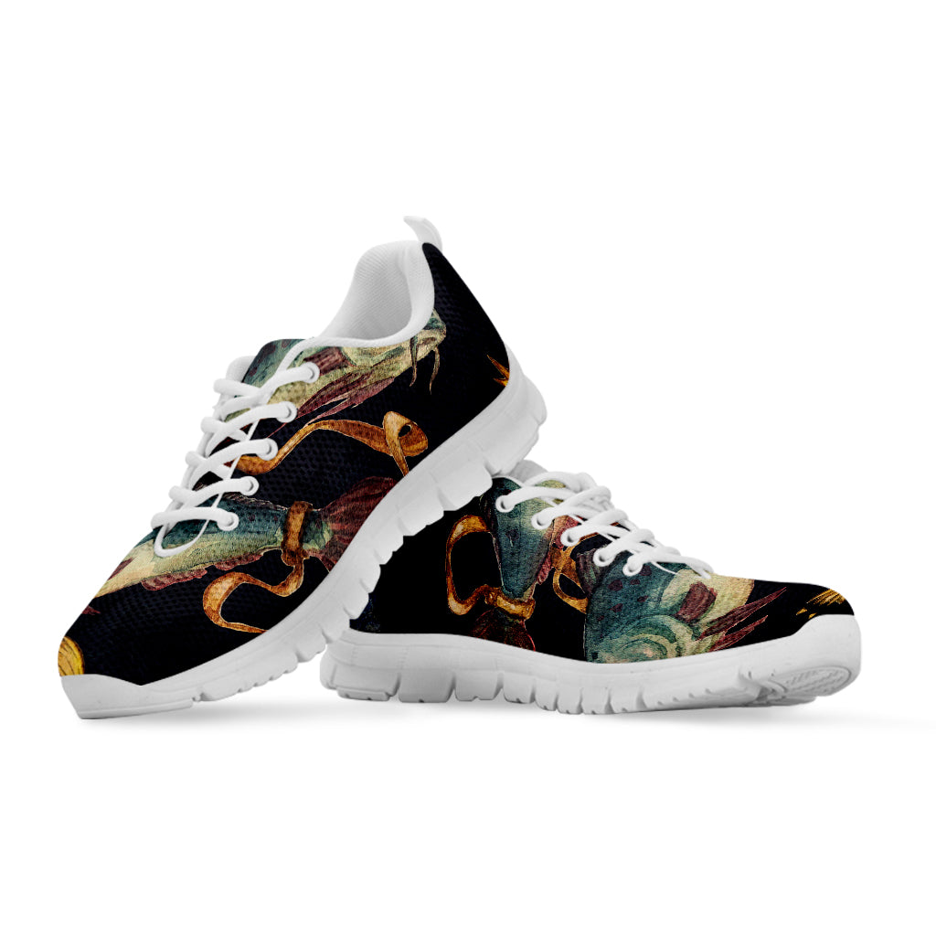 Watercolor Pisces Zodiac Sign Print White Sneakers