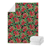 Watercolor Poinsettia Pattern Print Blanket