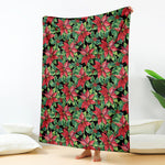 Watercolor Poinsettia Pattern Print Blanket