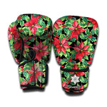 Watercolor Poinsettia Pattern Print Boxing Gloves