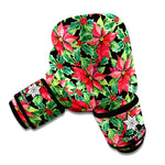 Watercolor Poinsettia Pattern Print Boxing Gloves