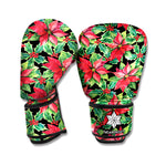 Watercolor Poinsettia Pattern Print Boxing Gloves