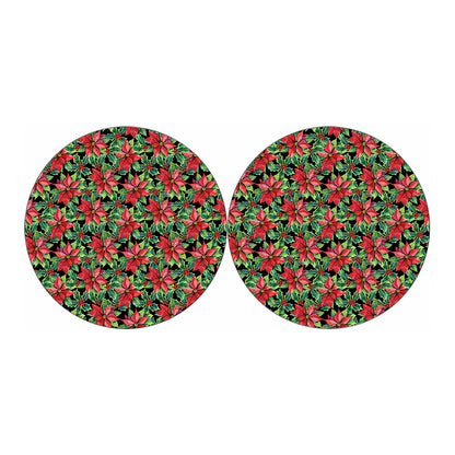 Watercolor Poinsettia Pattern Print Car Coasters