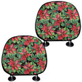 Watercolor Poinsettia Pattern Print Car Headrest Covers