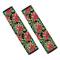 Watercolor Poinsettia Pattern Print Car Seat Belt Covers