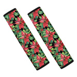 Watercolor Poinsettia Pattern Print Car Seat Belt Covers