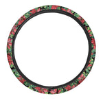 Watercolor Poinsettia Pattern Print Car Steering Wheel Cover