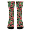 Watercolor Poinsettia Pattern Print Crew Socks