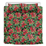 Watercolor Poinsettia Pattern Print Duvet Cover Bedding Set
